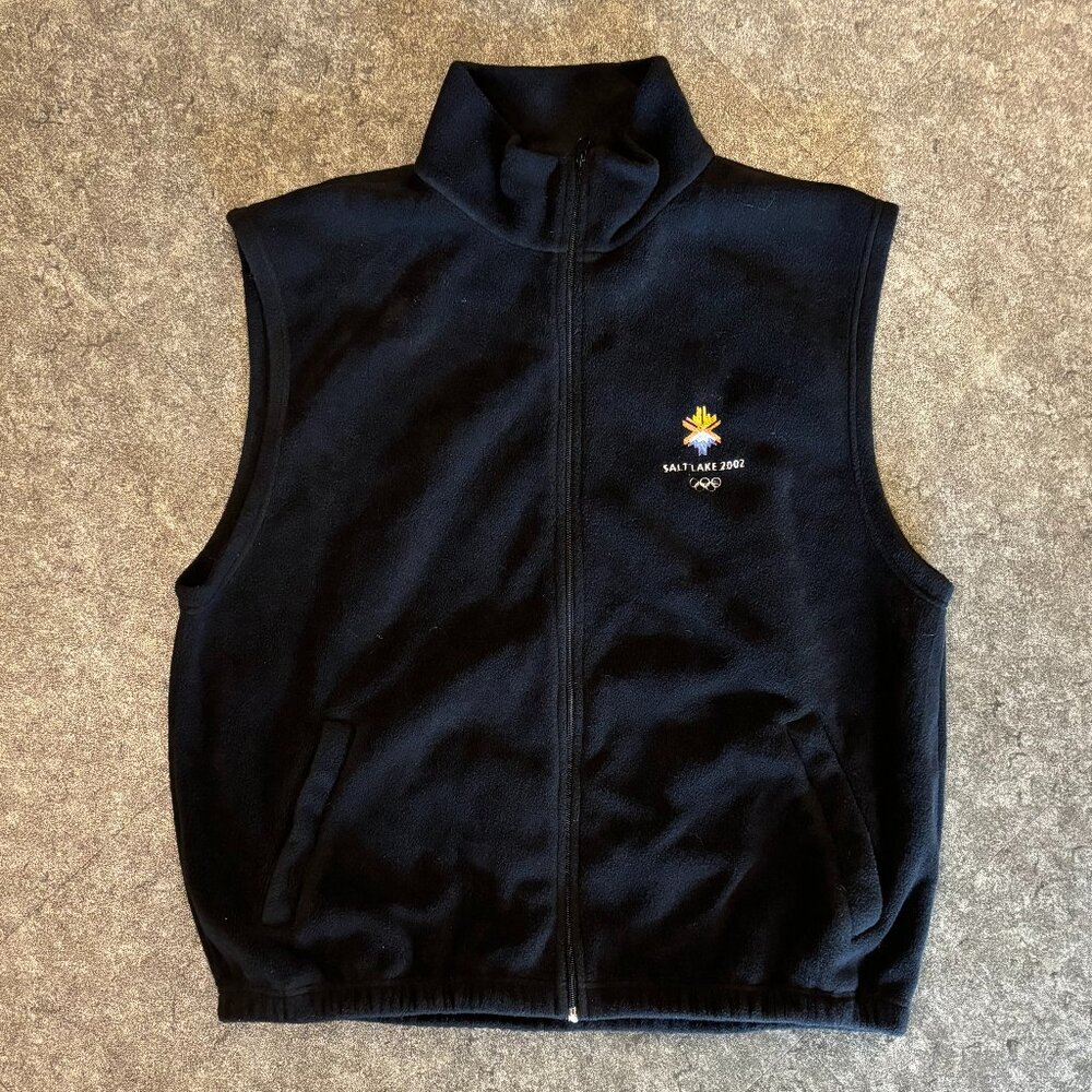 Men's Official 2002 Salt Lake Olympics Licensed Black Fleece Vest - Size XXL